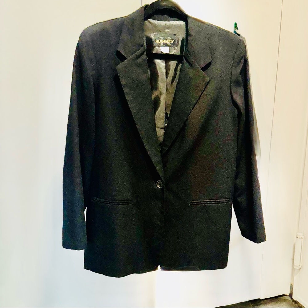 Black Requirements Linen-Look Blazer Single Button Fully Lined Washable Size 12